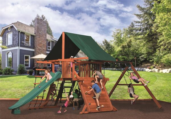 classic adventure peak junior 1 playset w/ green tarp roof