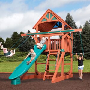 classic adventure treehouse jumbo space saver swing set wood roof