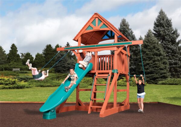 classic adventure treehouse jumbo space saver swing set wood roof