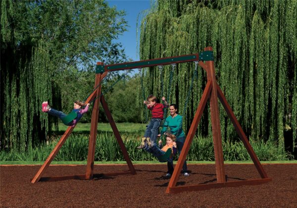 classic free standing swing beam with belt swings and trapeze