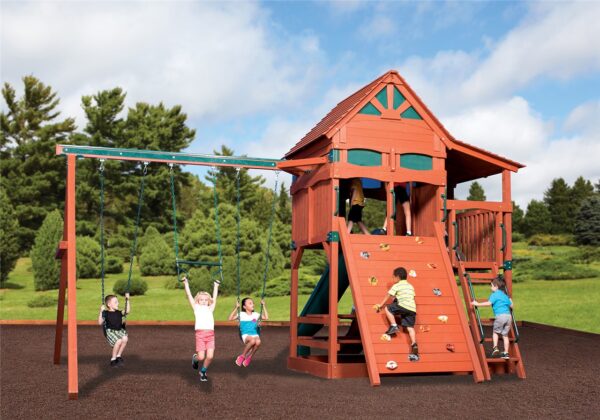 classic olympian treehouse jumbo 4 swing set