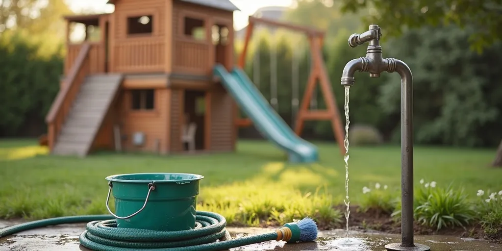 What are outdoor playset cleaning methods?