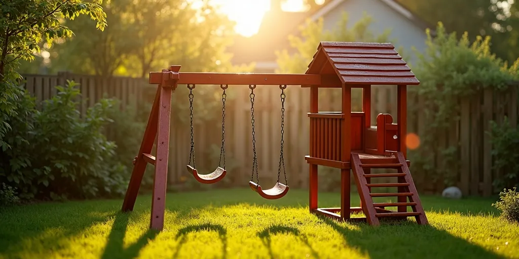 When should outdoor playsets be cleaned?