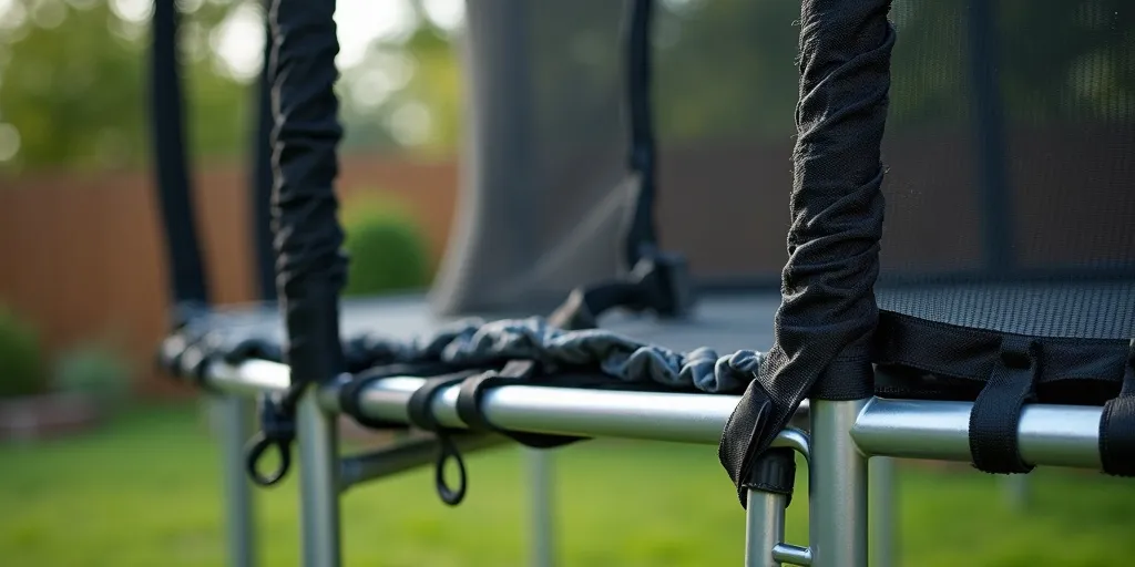How can you attach the net to the trampoline frame securely?