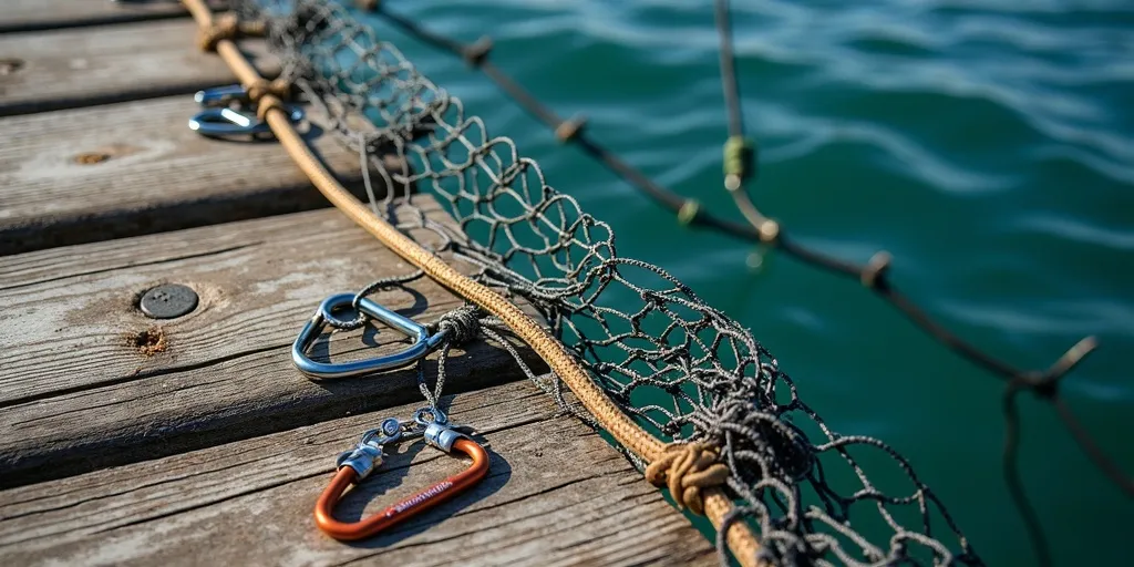 What additional items can be used to further secure the bottom of the net?