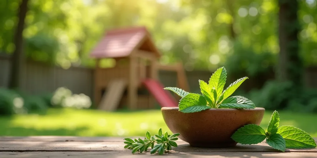 What natural repellents can help keep wasps away from playsets?