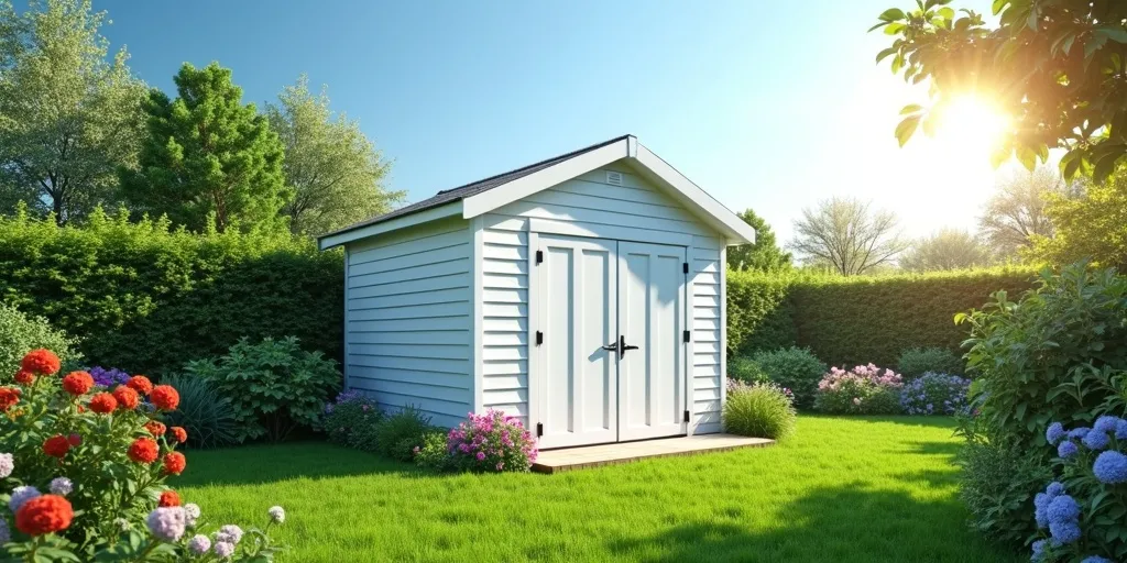 How can painting the shed exterior help reduce heat absorption?