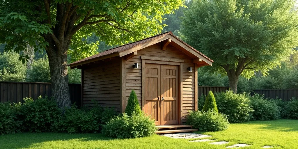 What role do trees and shrubs play in cooling a shed?