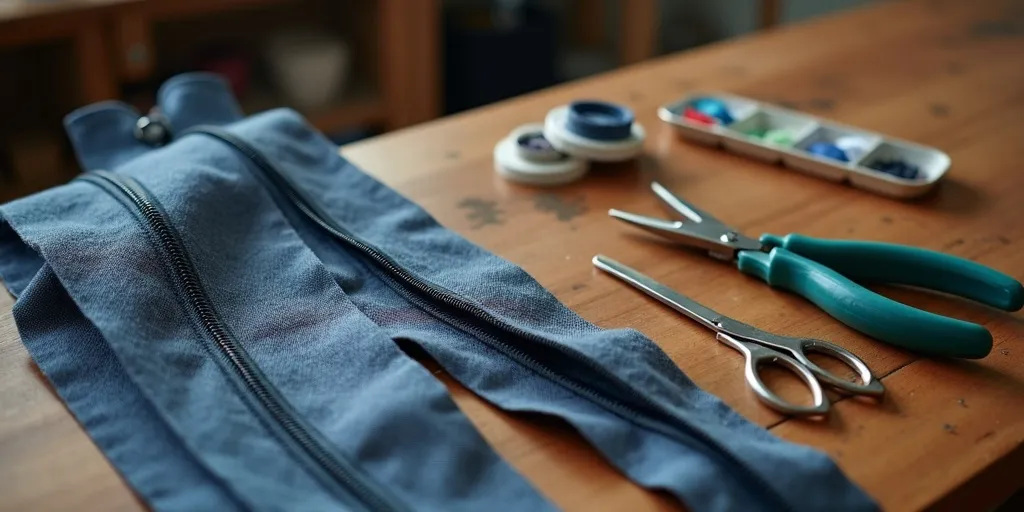What tools are needed to fix a zipper on a trampoline net?