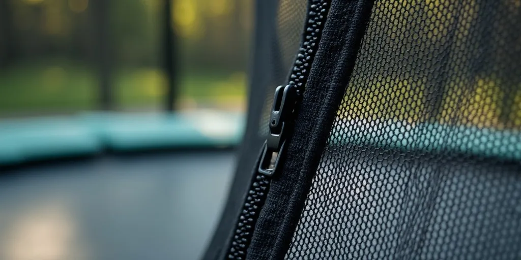 How can you realign misaligned zipper teeth on a trampoline net?