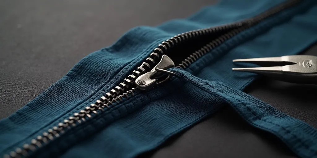 How do you reattach a zipper pull on a trampoline net?