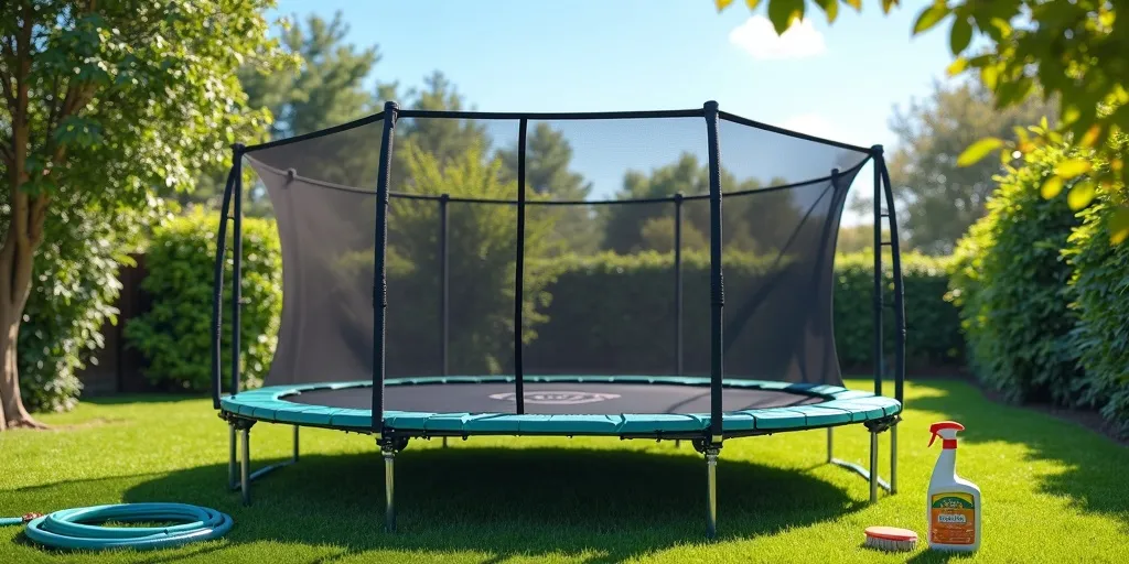 How can you prevent lichen growth on a trampoline net in the future?