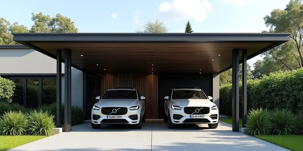 What is the typical width range for a double carport?