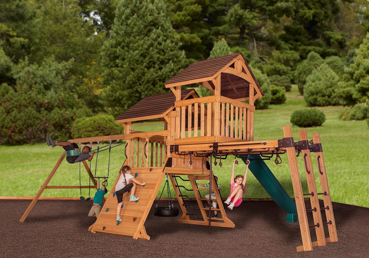 バルコニーセット Adventure Summit XL 3 Wooden Swing Set - Texas Backyard Structure