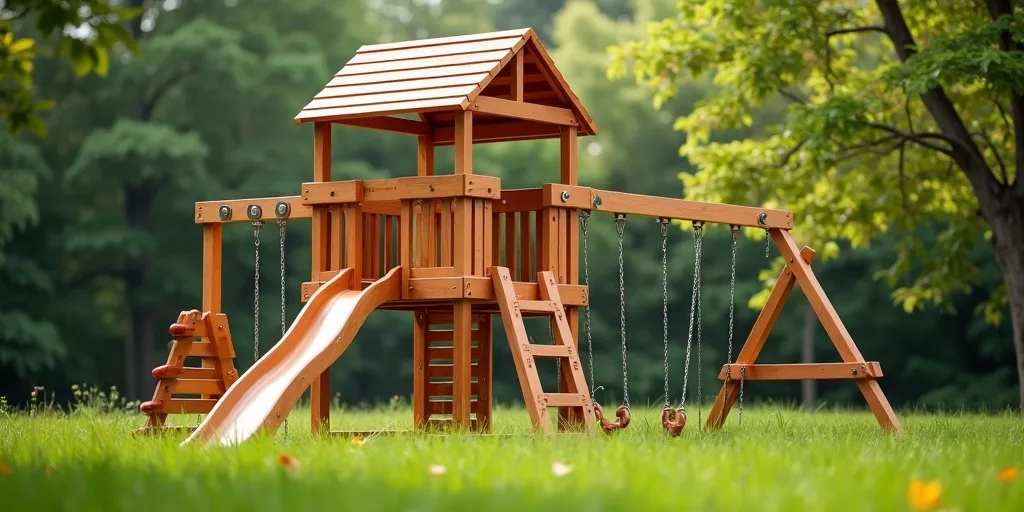 How can you ensure the outdoor playset is safe and durable?