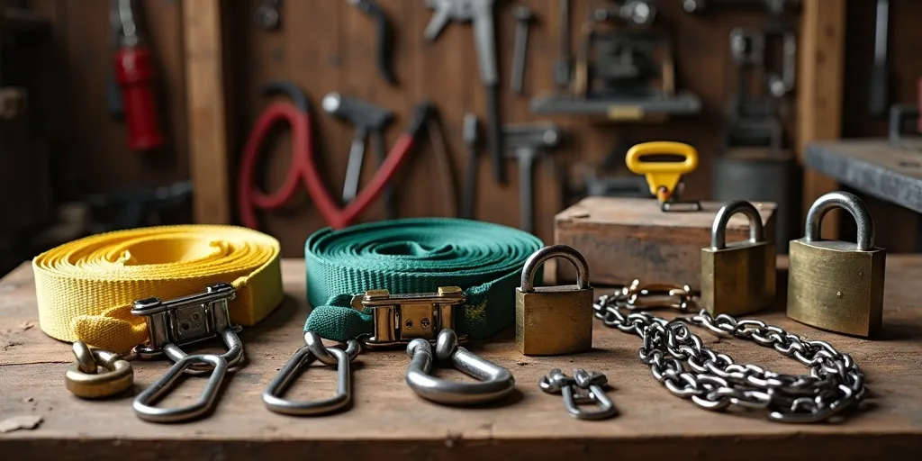 What tools are needed to secure a storage shed during transportation?