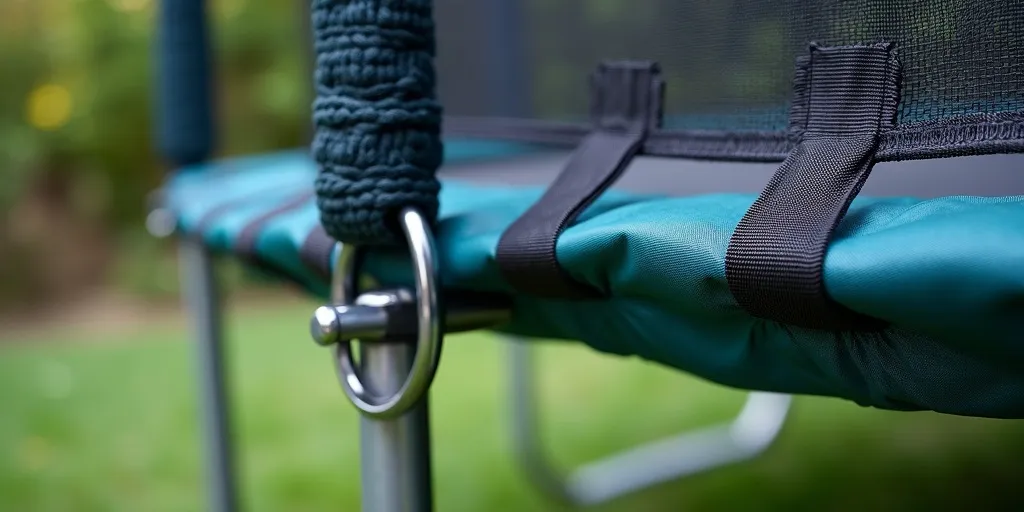 How can you adjust straps on a trampoline net?