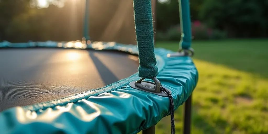 What is the method for tightening a trampoline net drawstring?
