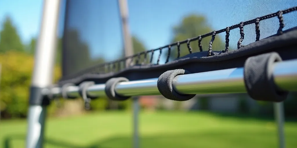 How do you ensure proper tension on trampoline net poles?