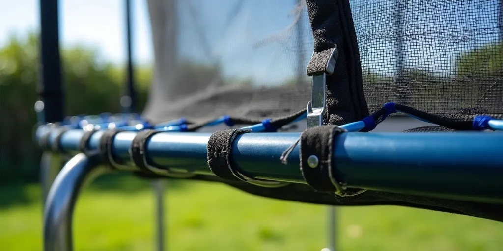 What are ways to secure loose areas on a trampoline net?