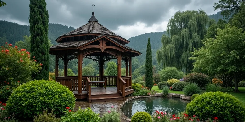 How does a gazebo provide protection from the elements?