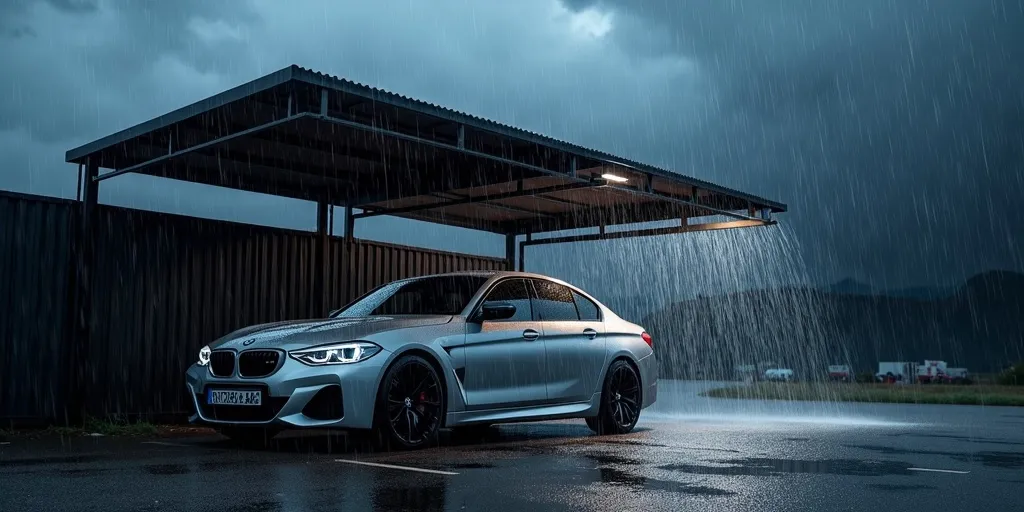 How does parking under a carport protect your car from harsh weather?