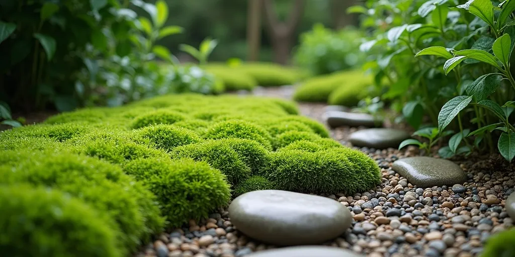 Which ground cover choice provides good drainage and a natural look?
