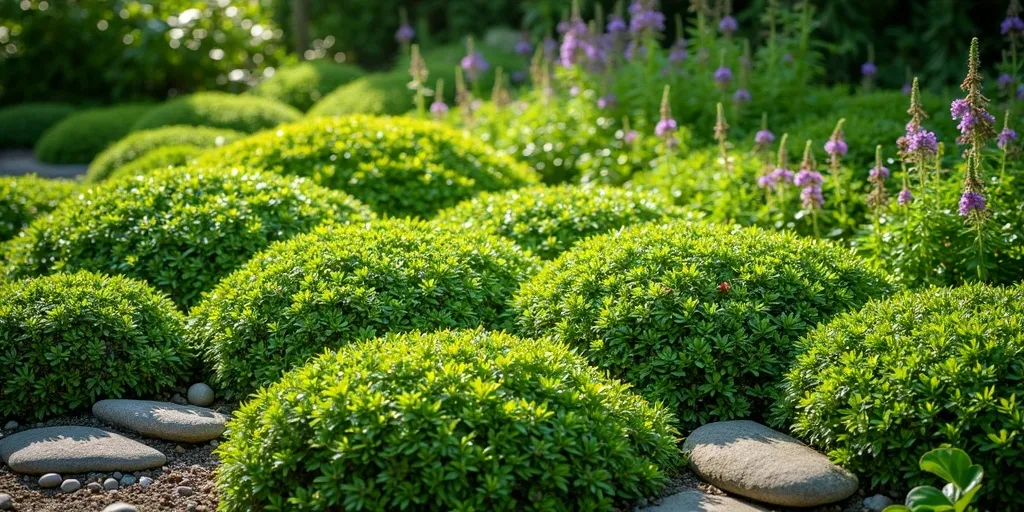 What ground cover option requires minimal maintenance and is durable?