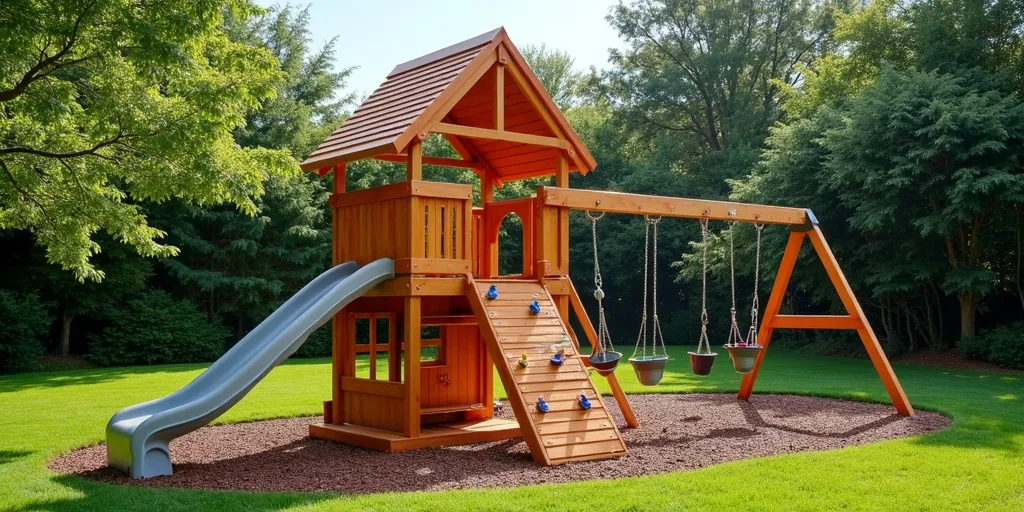What safety features should be prioritized when choosing a backyard playset for a holiday gift?