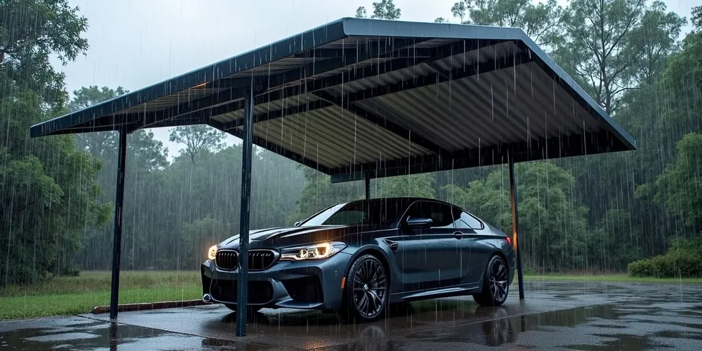 How do galvanized steel carports protect vehicles from harsh weather?