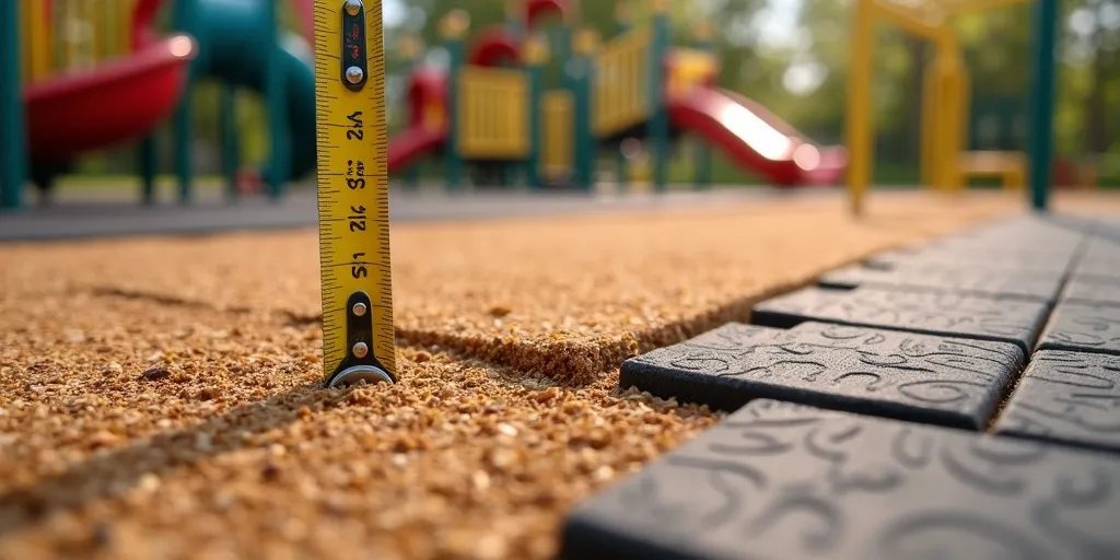 What can be done to ensure the surfacing material under playground equipment is safe?