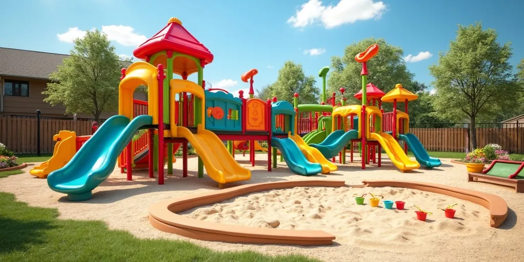 What elements can keep children engaged on a safe and fun preschool playground?