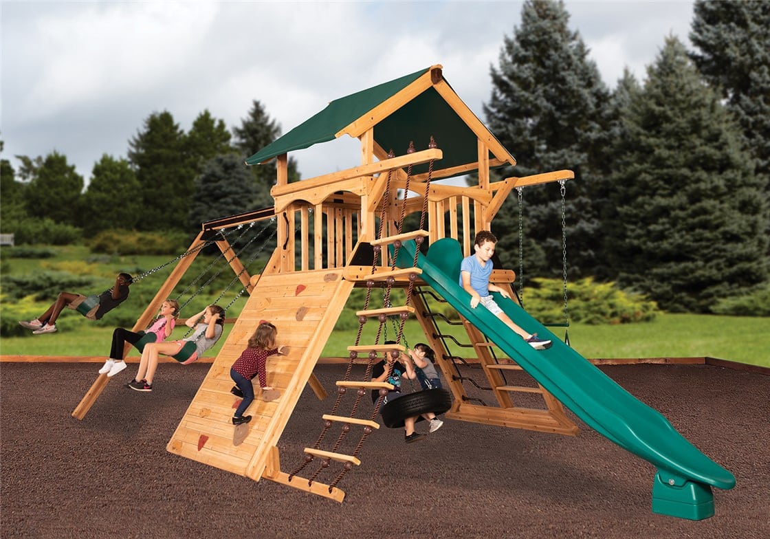 Olympian Peak XL 1 w/ Green Tarp Roof Playset