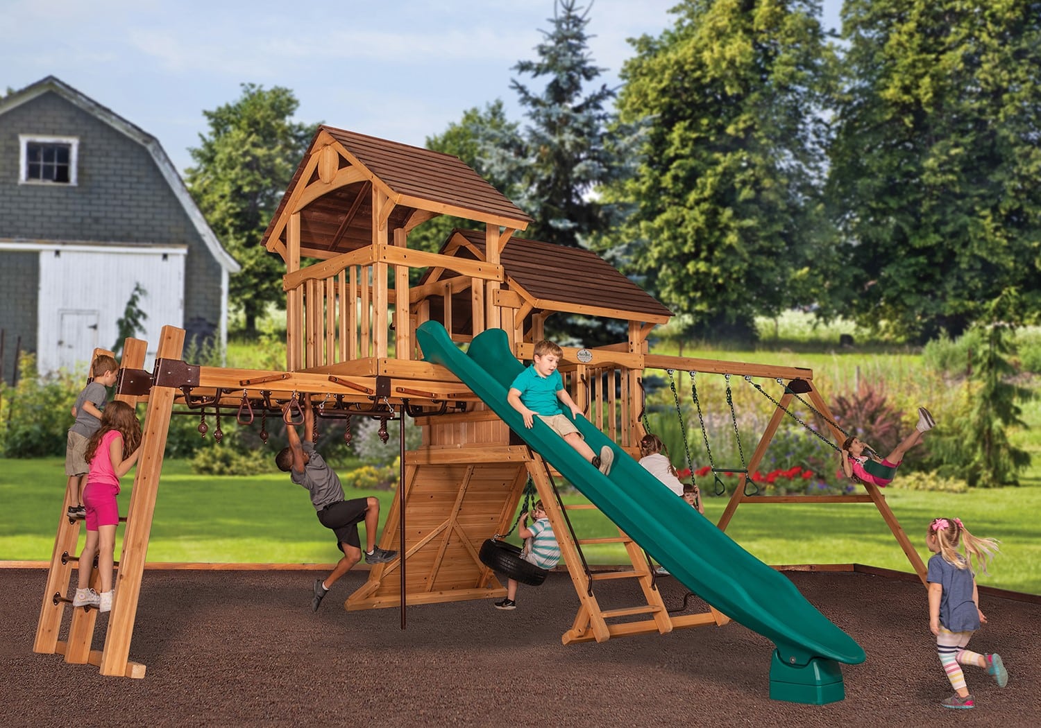 Adventure Summit XL 3 Wooden Swing Set - Image 2