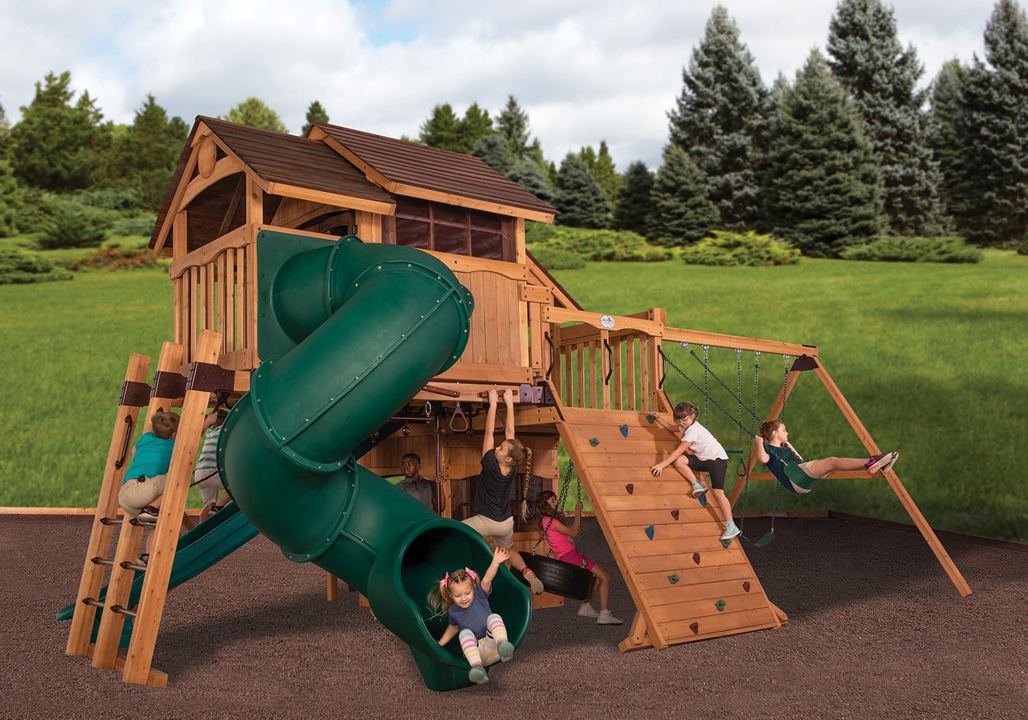 Olympian Outlook XL 5 Wooden Swing Set