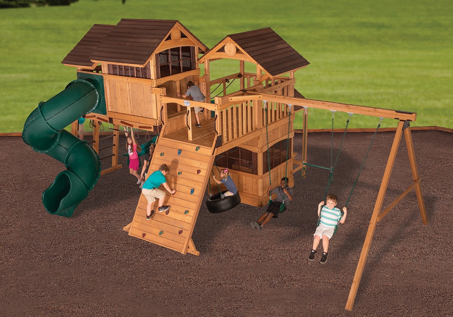 Olympian Outlook XL 5 Wooden Swing Set - Image 2