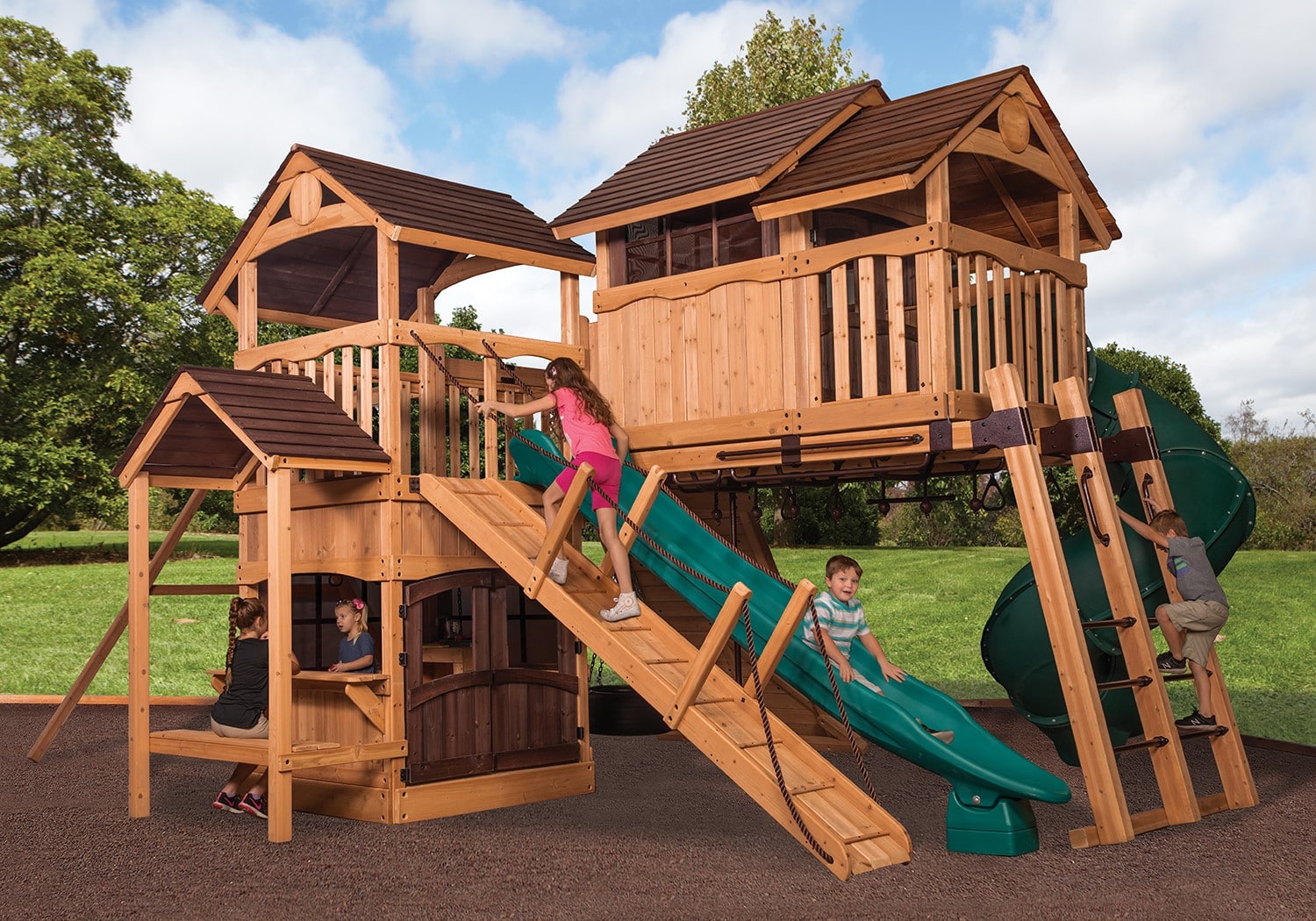 Olympian Outlook XL 5 Wooden Swing Set - Image 3