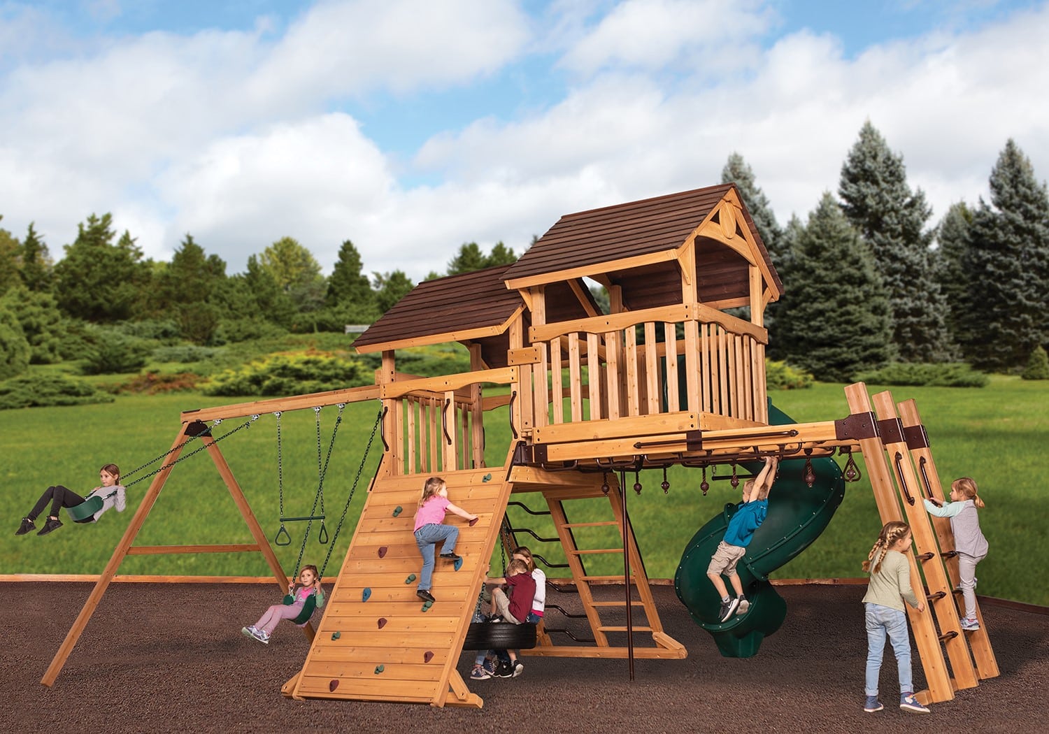 Olympian Summit XL 3 Wooden Swing Set - Image 2